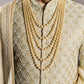 Four-piece Sherwani with Shimmer Work on Dupatta in Mint Green