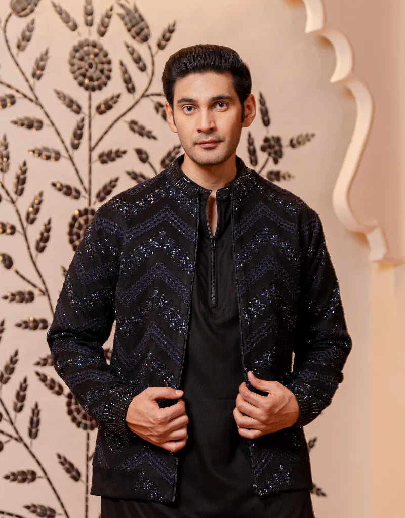 Midnight Sequin Bomber Set